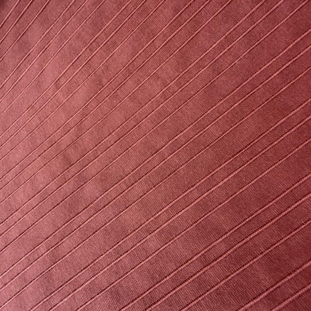 Delmira Thin Stripe Silk Fabric in Brick