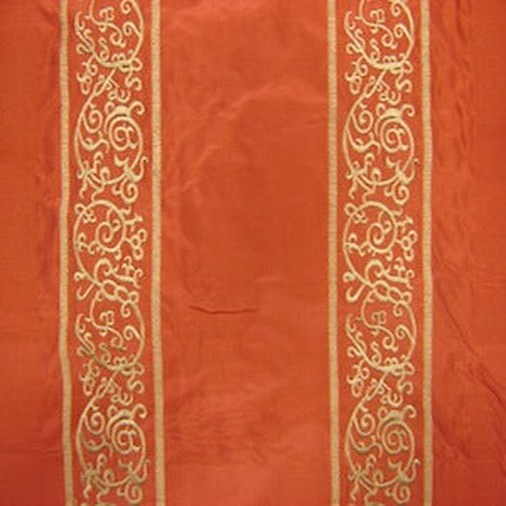 Ulvara Traditional Stripe Embroidery Silk Fabric in Spice