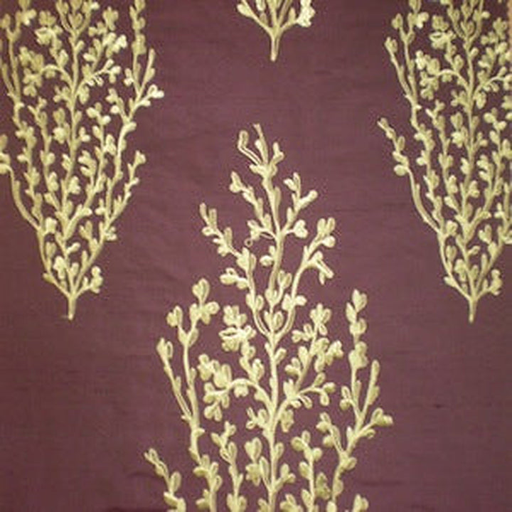 Wynessa Floral Embroidered Silk Fabric in Plum