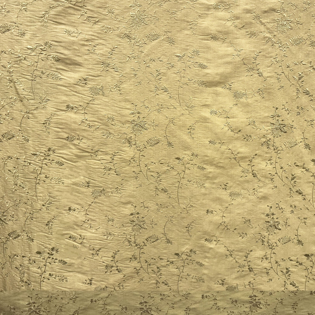 Xandrelle Floral Embroidered Silk Fabric in Bronze
