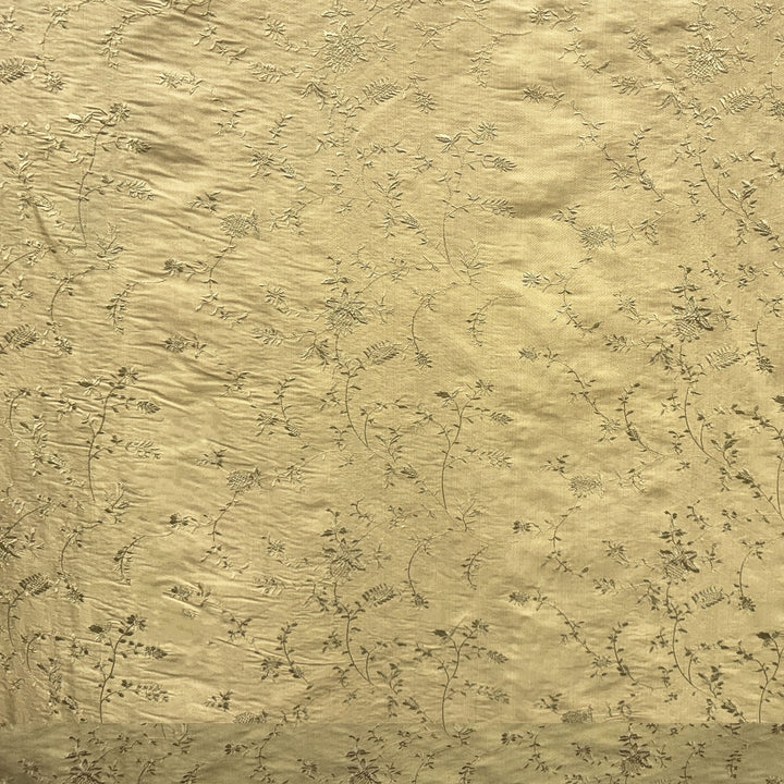 Xandrelle Floral Embroidered Silk Fabric in Bronze