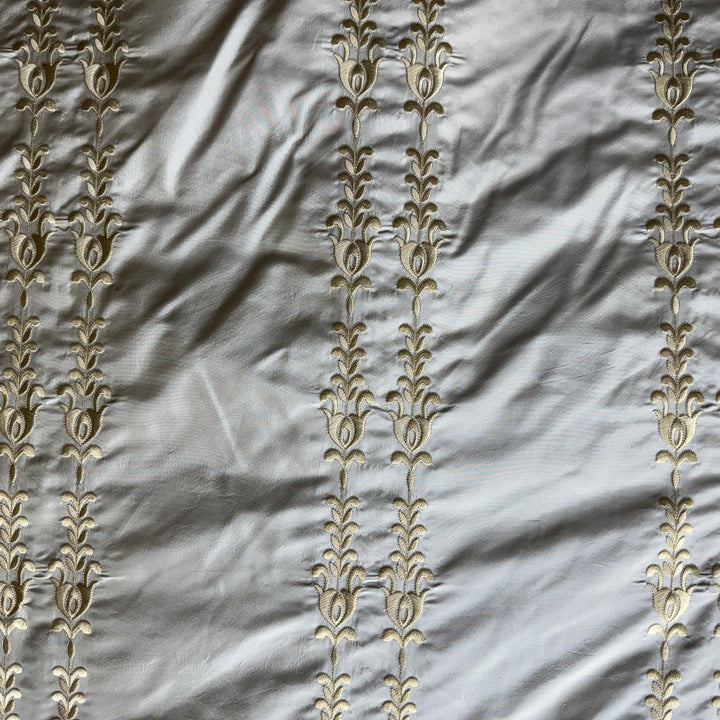 Yvessa Striped Floral Silk Fabric in Bayleaf