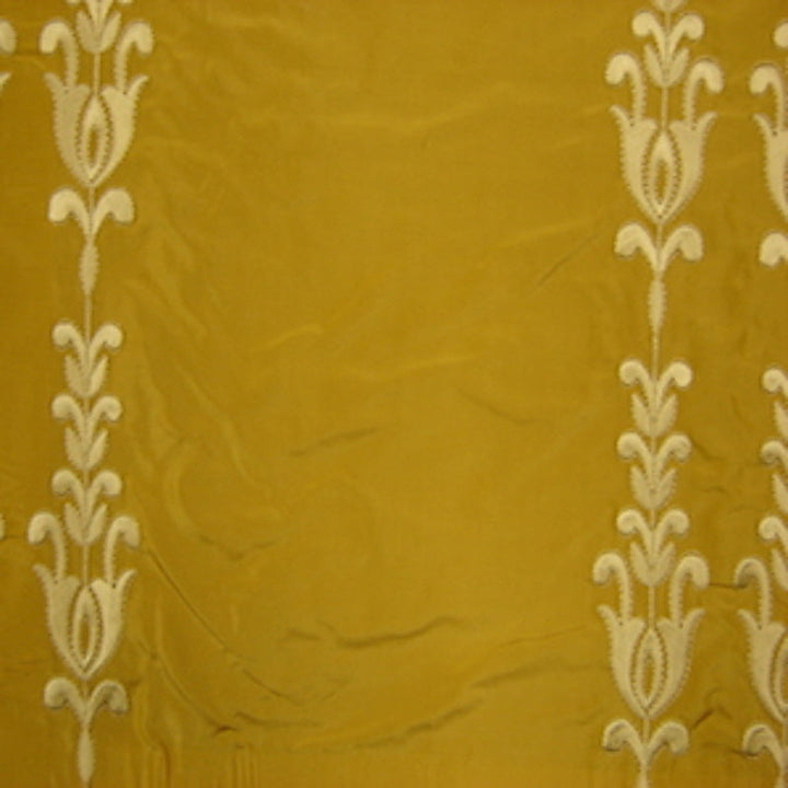 Yvessa Striped Floral Silk Fabric in Gold