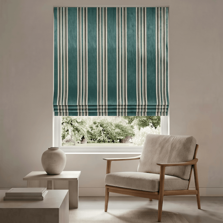 Eisengard Teal Green Stripe Luxury Velvet Fabric