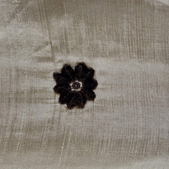 Zelvora Floral Dotted Embroidered Silk Fabric in Maple