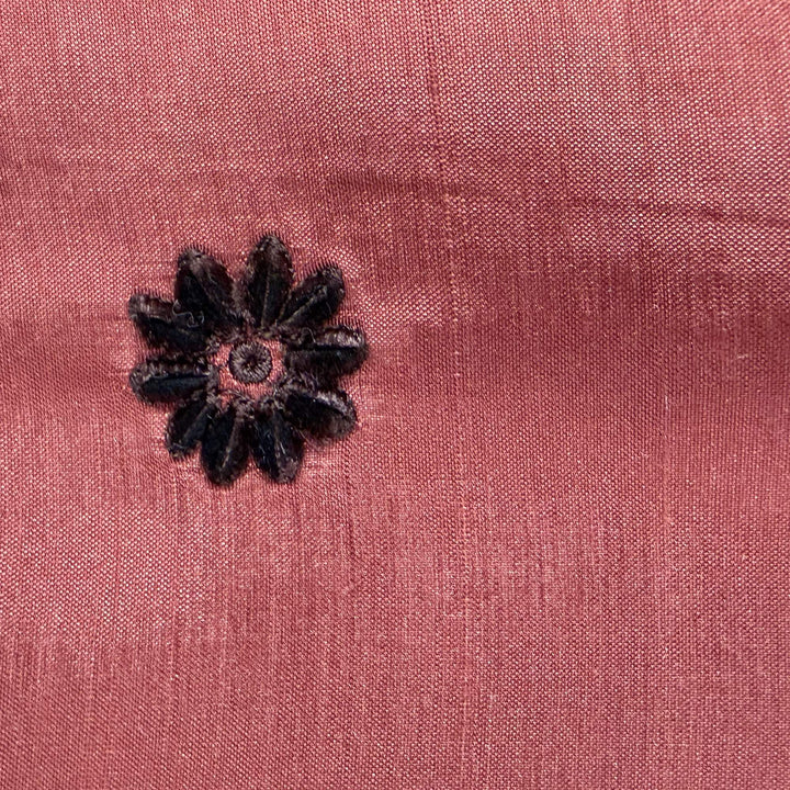 Zelvora Floral Dotted Embroidered Silk Fabric in Sienna
