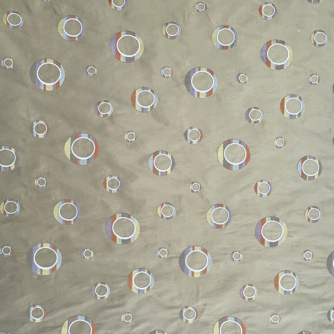 Belmira Multi-Colored Circle Silk Fabric in Caramel