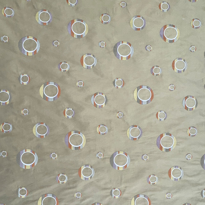 Belmira Multi-Colored Circle Silk Fabric in Caramel