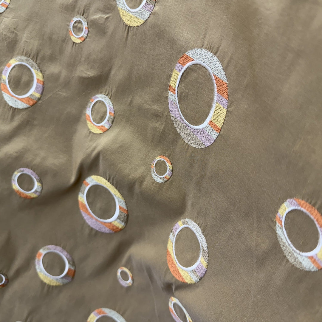 Belmira Multi-Colored Circle Silk Fabric in Caramel