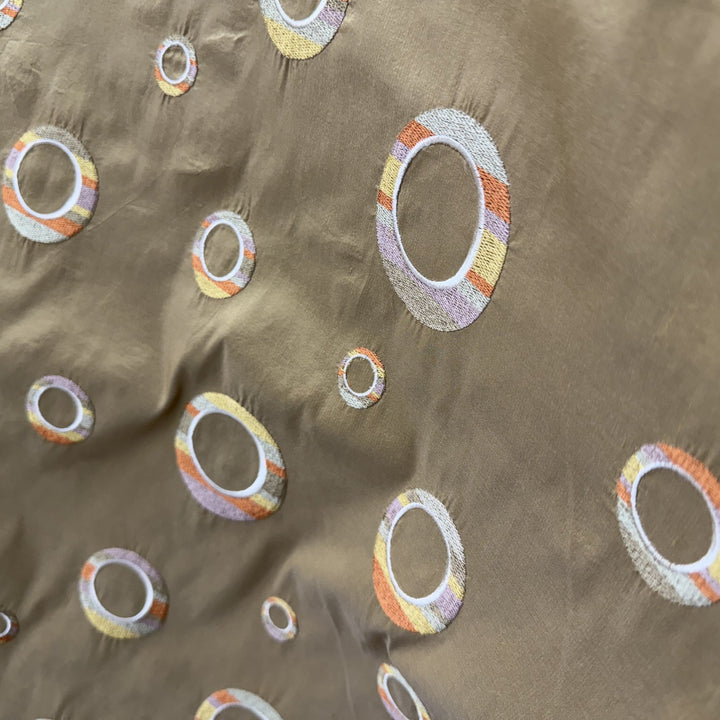 Belmira Multi-Colored Circle Silk Fabric in Caramel