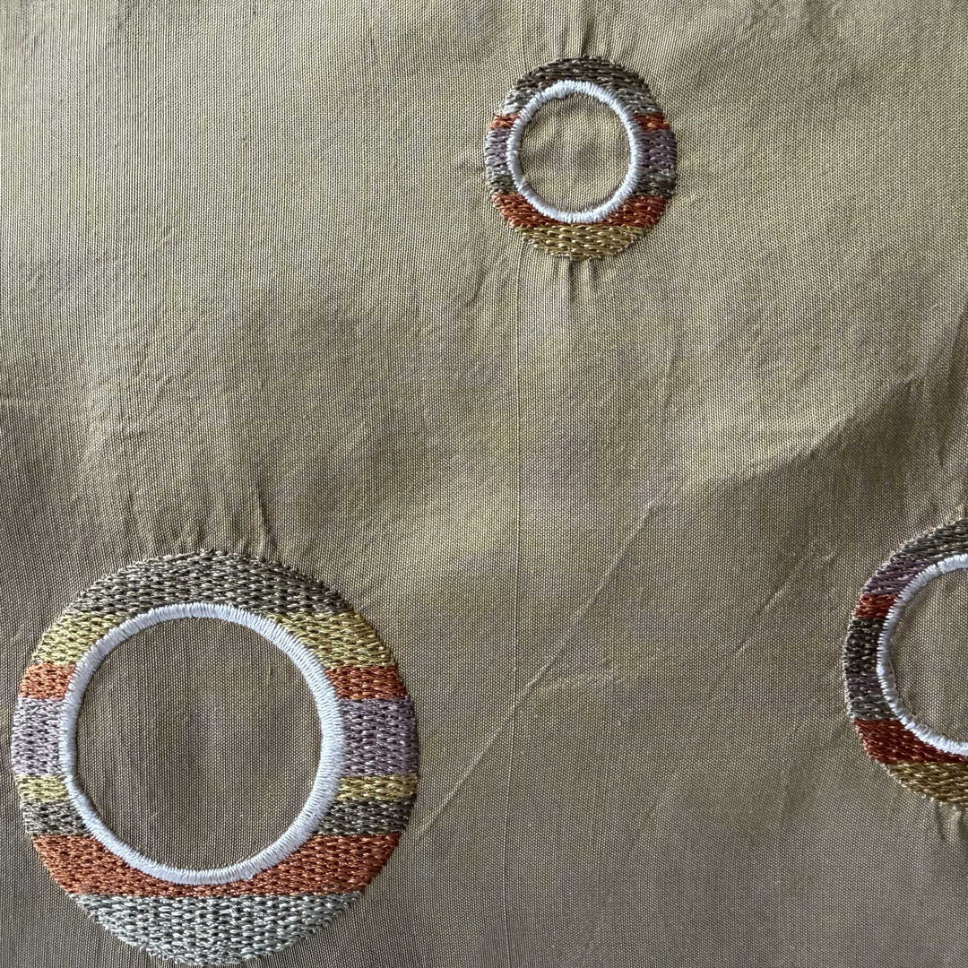 Belmira Multi-Colored Circle Silk Fabric in Caramel