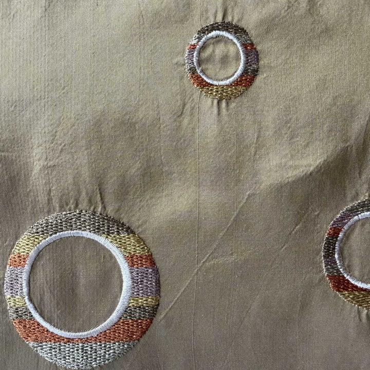 Belmira Multi-Colored Circle Silk Fabric in Caramel