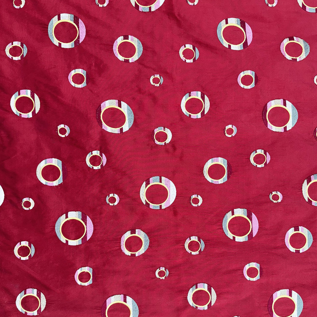 Belmira Multi-Colored Circle Silk Fabric in Chili