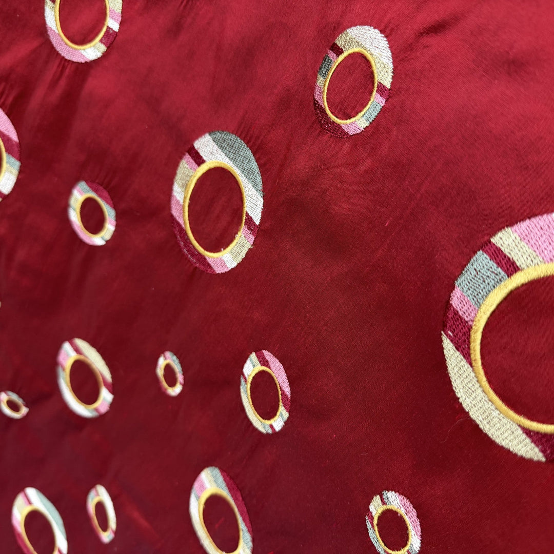 Belmira Multi-Colored Circle Silk Fabric in Chili