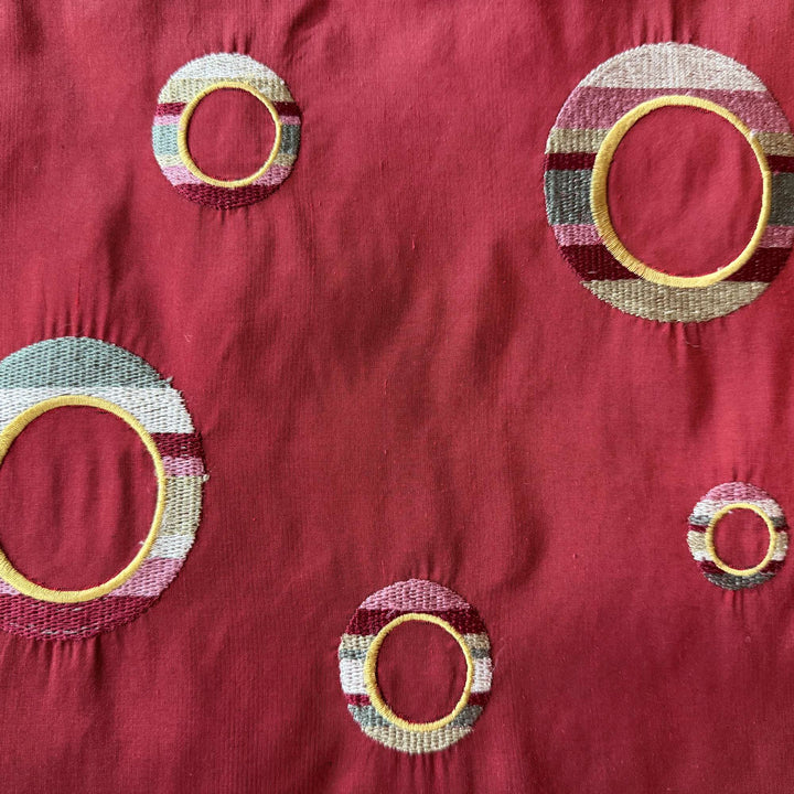 Belmira Multi-Colored Circle Silk Fabric in Chili