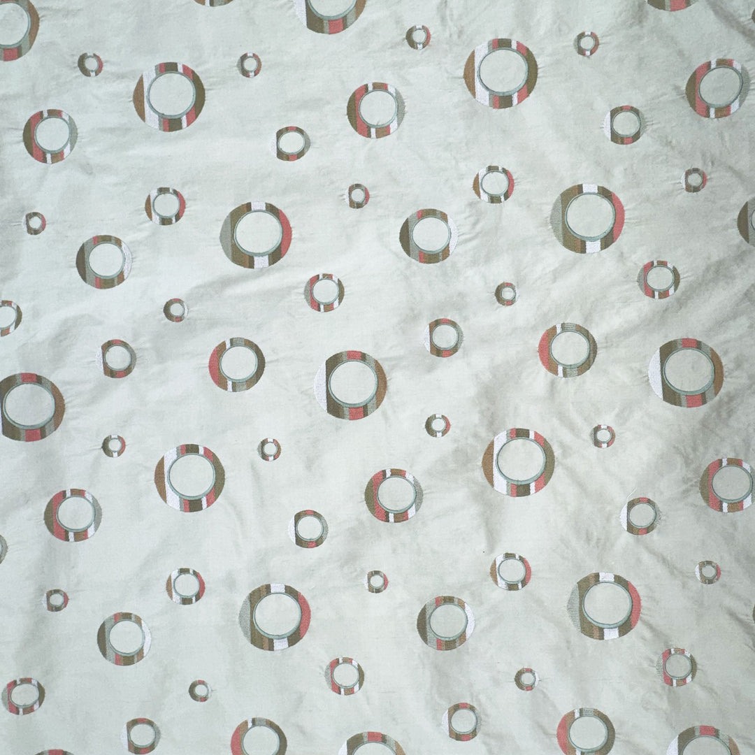 Belmira Multi-Colored Circle Silk Fabric in Coral