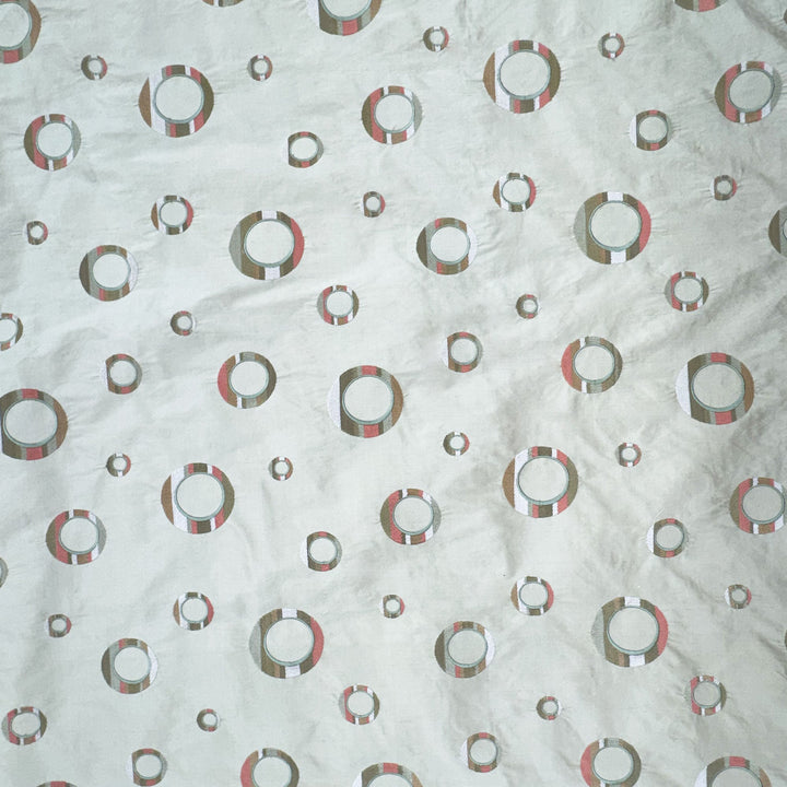 Belmira Multi-Colored Circle Silk Fabric in Coral