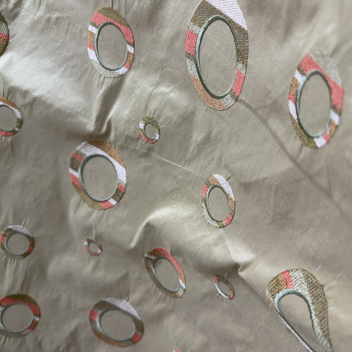 Belmira Multi-Colored Circle Silk Fabric in Coral