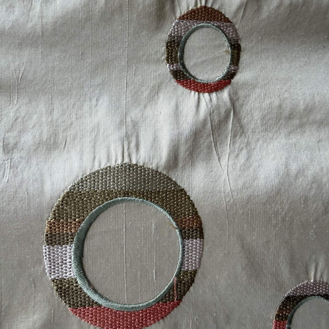Belmira Multi-Colored Circle Silk Fabric in Coral