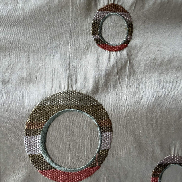 Belmira Multi-Colored Circle Silk Fabric in Coral
