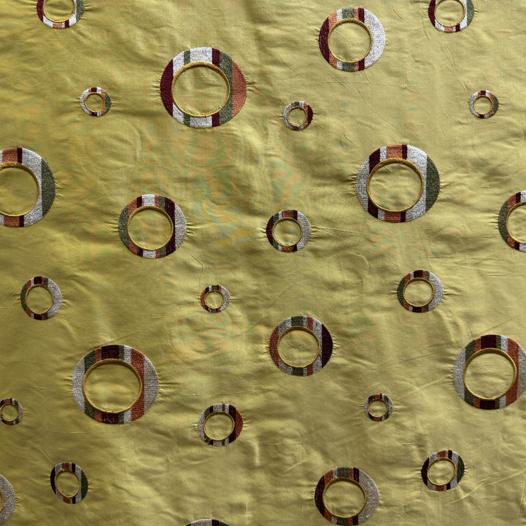 Belmira Multi-Colored Circle Silk Fabric in Mango