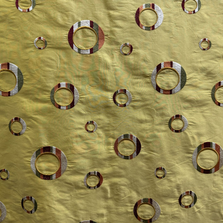 Belmira Multi-Colored Circle Silk Fabric in Mango