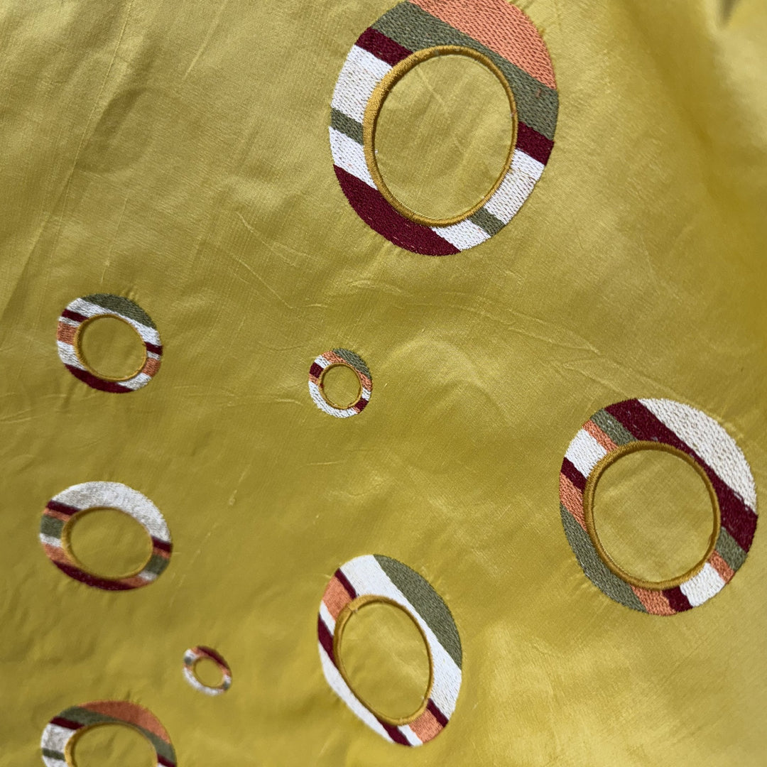 Belmira Multi-Colored Circle Silk Fabric in Mango