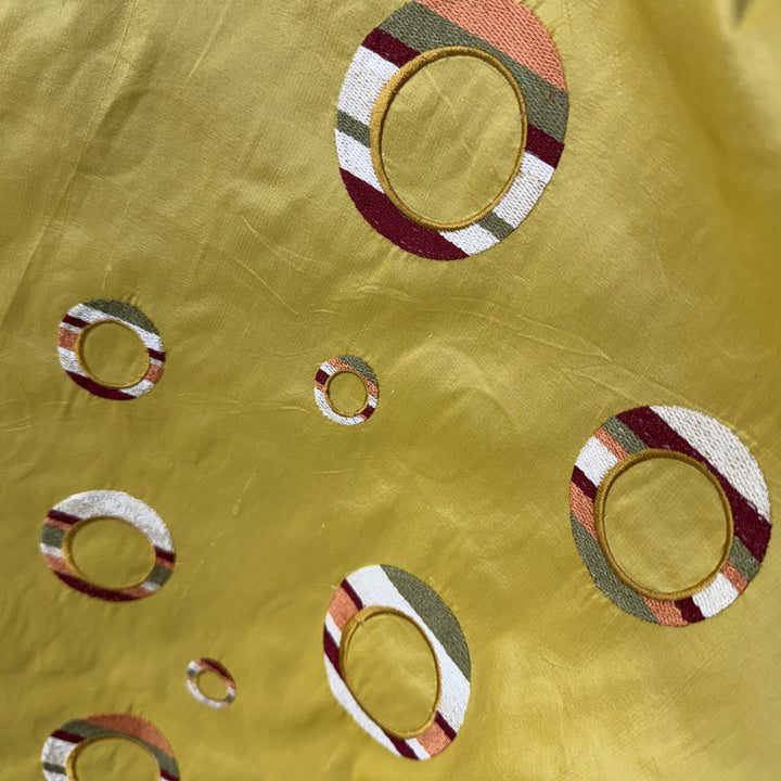 Belmira Multi-Colored Circle Silk Fabric in Mango