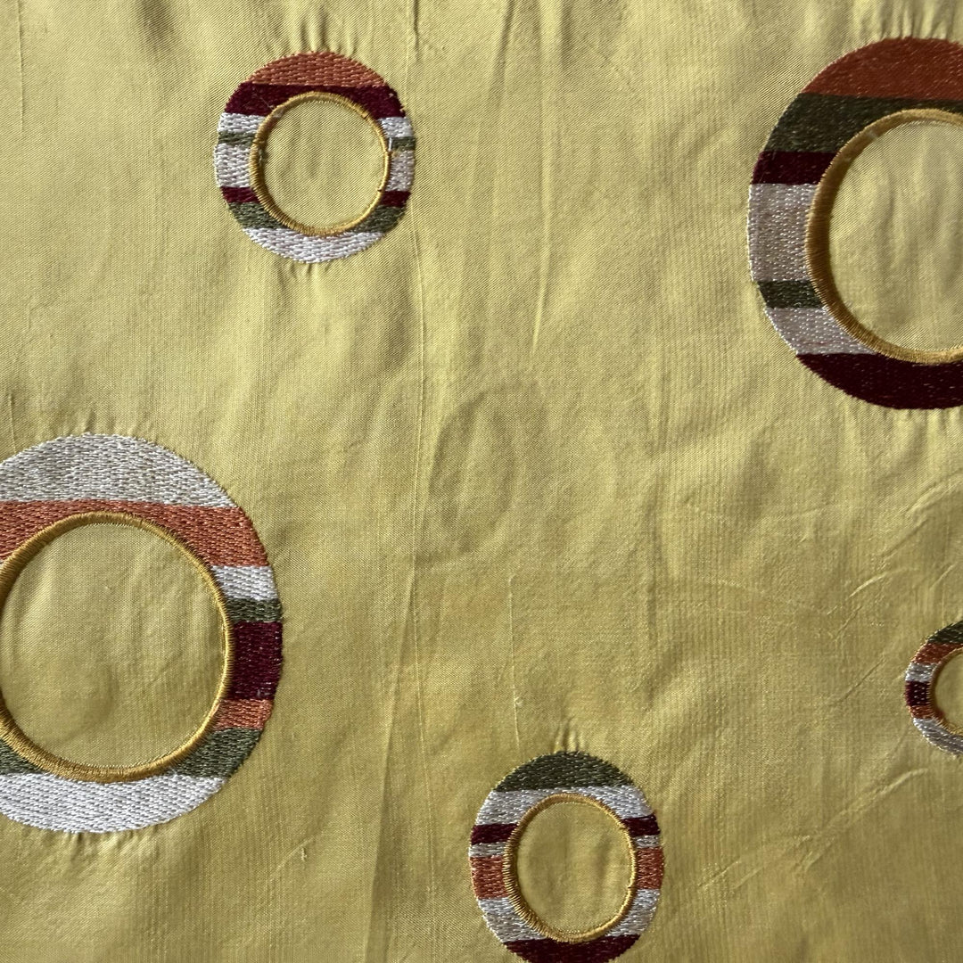 Belmira Multi-Colored Circle Silk Fabric in Mango