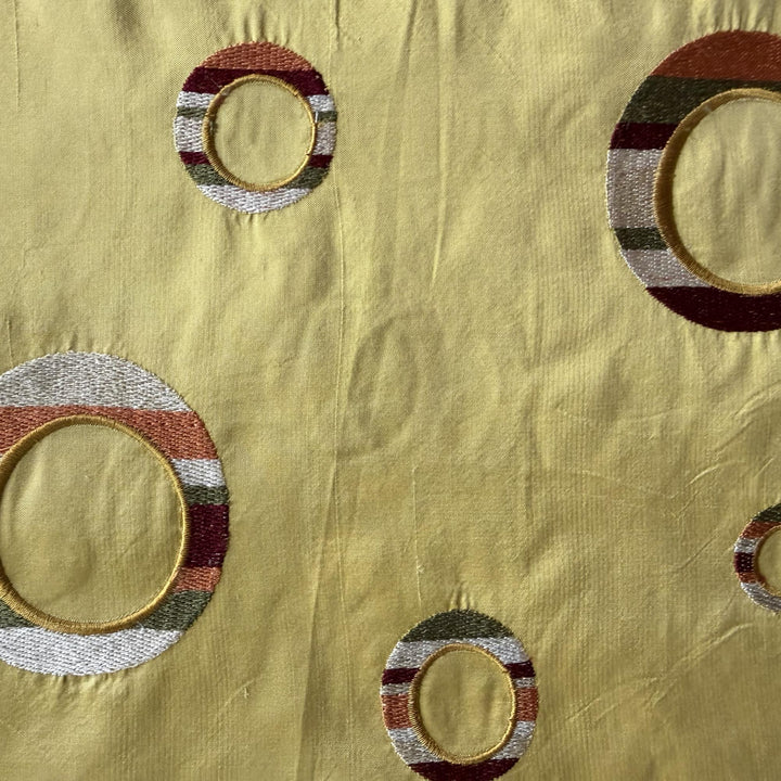Belmira Multi-Colored Circle Silk Fabric in Mango