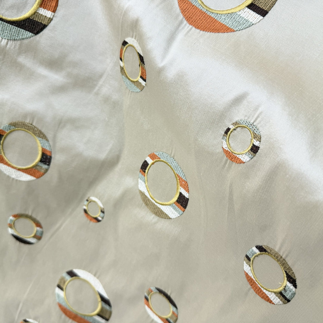 Belmira Multi-Colored Circle Silk Fabric in Praline