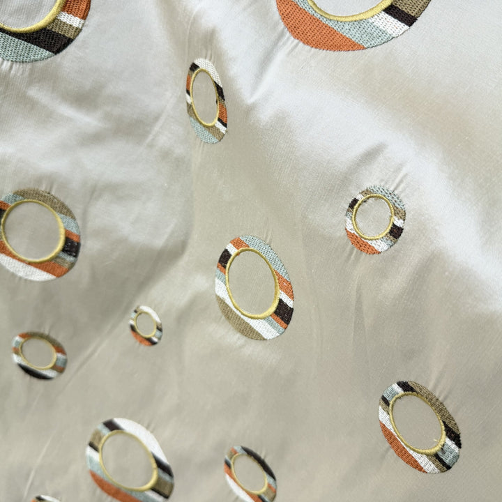 Belmira Multi-Colored Circle Silk Fabric in Praline