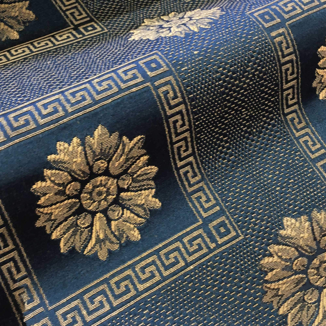 110"Wide ROME Peacock Blue Classic Contrasting Damask Brocade Jacquard Fabric