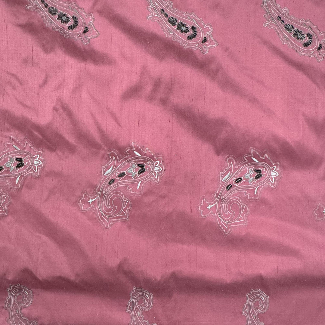Estrava Velvet Paisley Silk Fabric in Spice