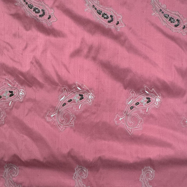 Estrava Velvet Paisley Silk Fabric in Spice