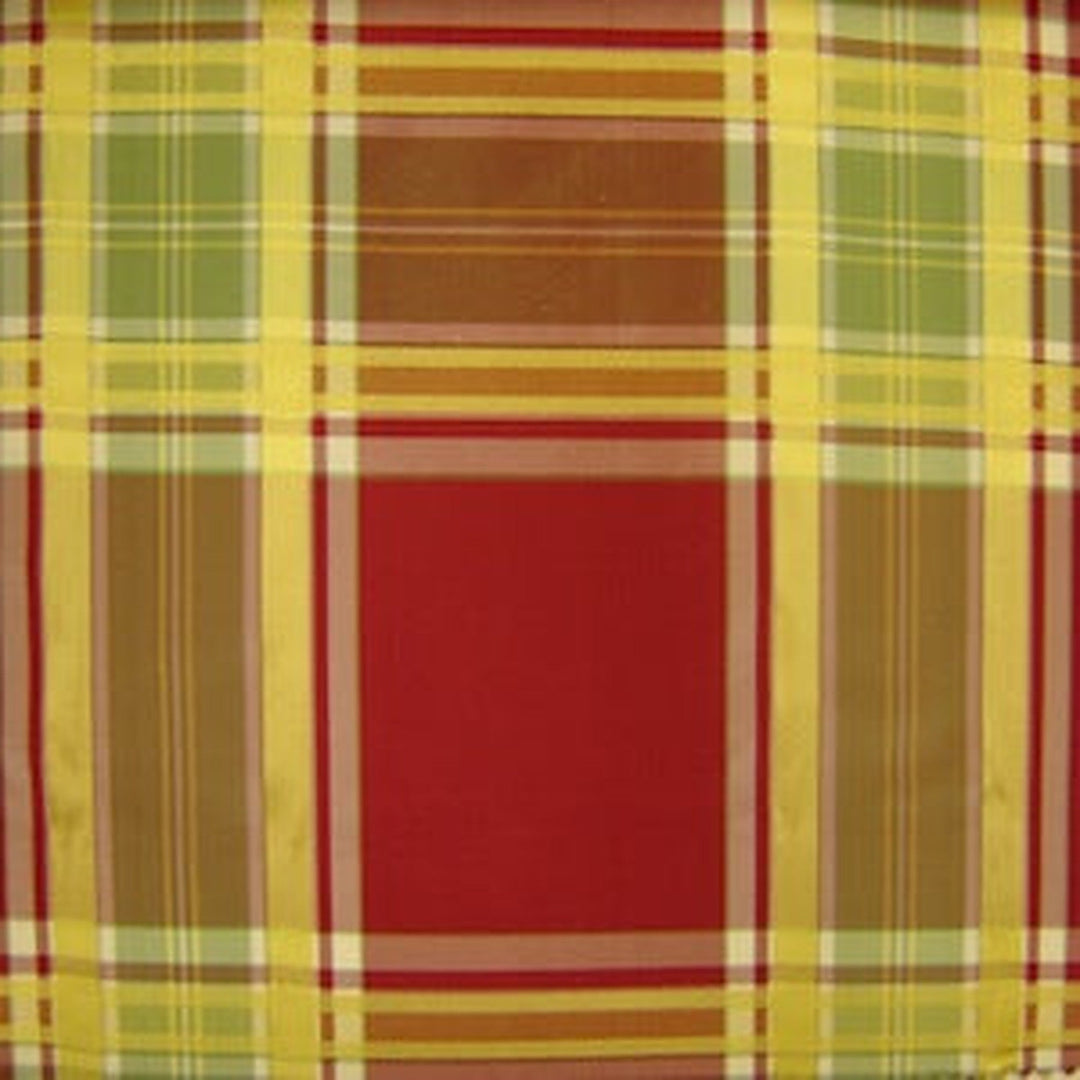 Felvanna Multi-Colored Plaid Stripe Silk Fabric in Red