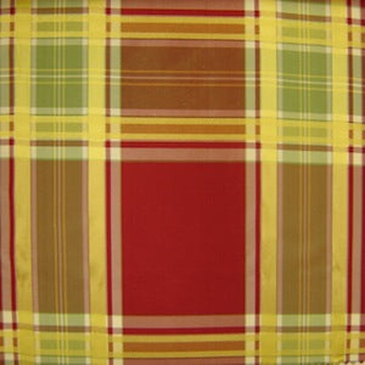 Felvanna Multi-Colored Plaid Stripe Silk Fabric in Red