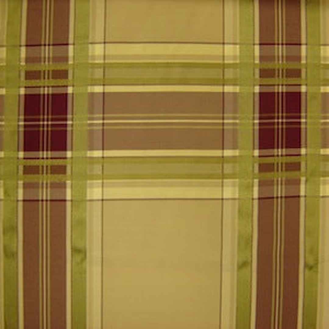Felvanna Multi-Colored Plaid Stripe Silk Fabric in Taupe