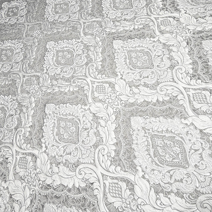 110" Valentinia Soft Gray Raised Damask Jacquard Fabric