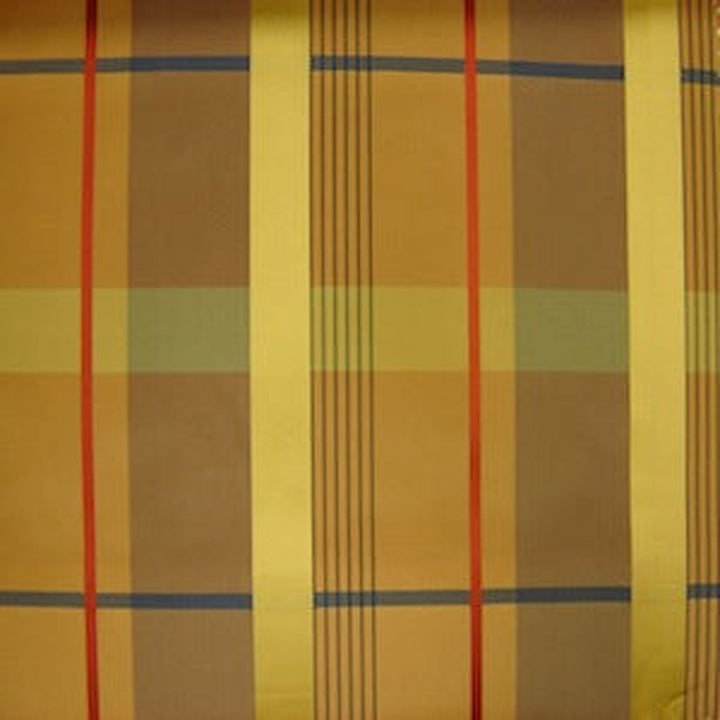 Glorvane Multi-Colored Plaid Stripe Silk Fabric in Spice