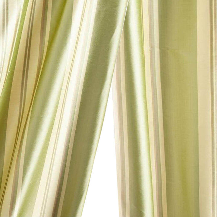 LORENZO 100% Silk Multicolor Striped Faux Silk Lined Rod Pocket Ready Made Curtain Drapery Panel / 4 COLORS / Sold Separately
