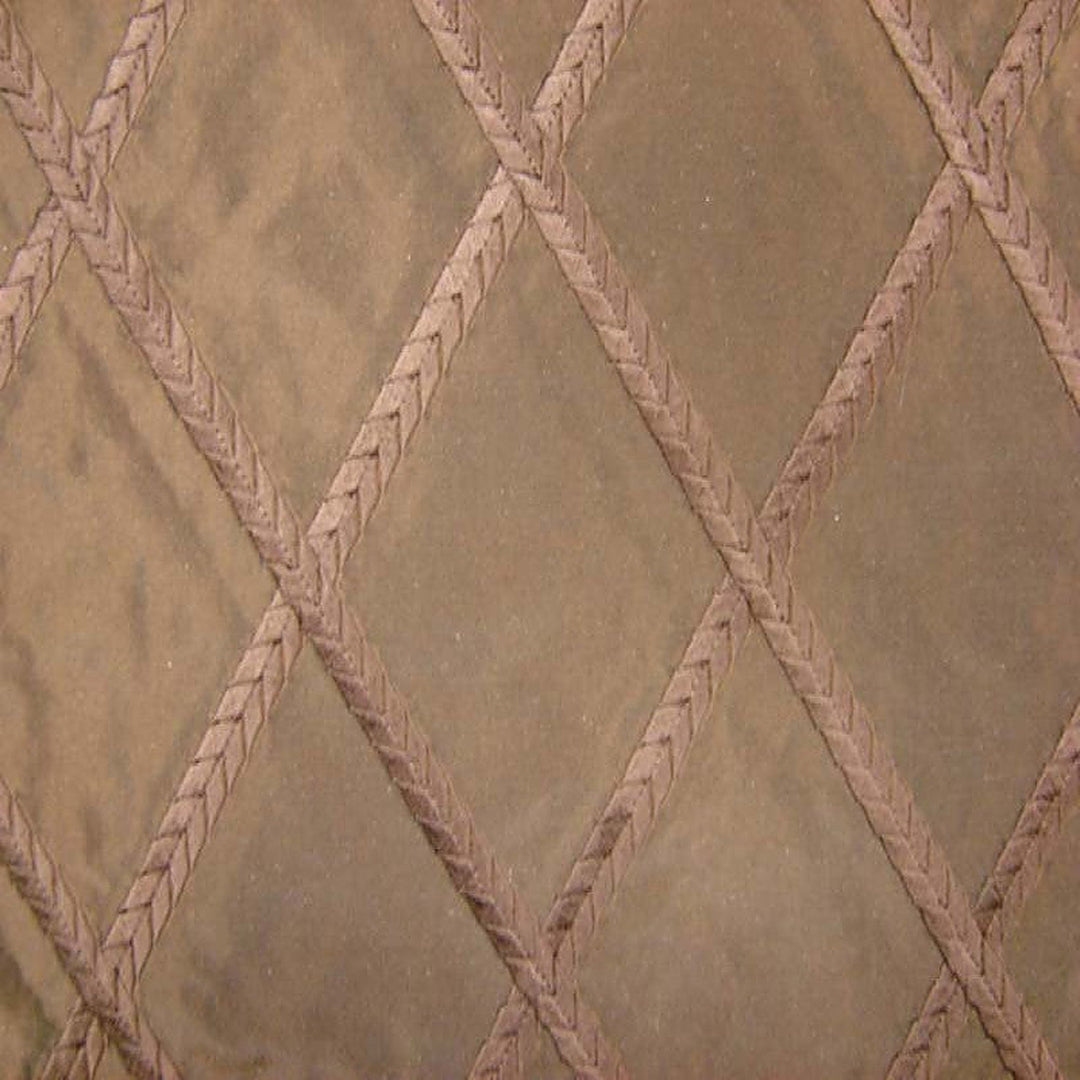 Helaria Diamond Embroidered Silk Fabric in Chocolate