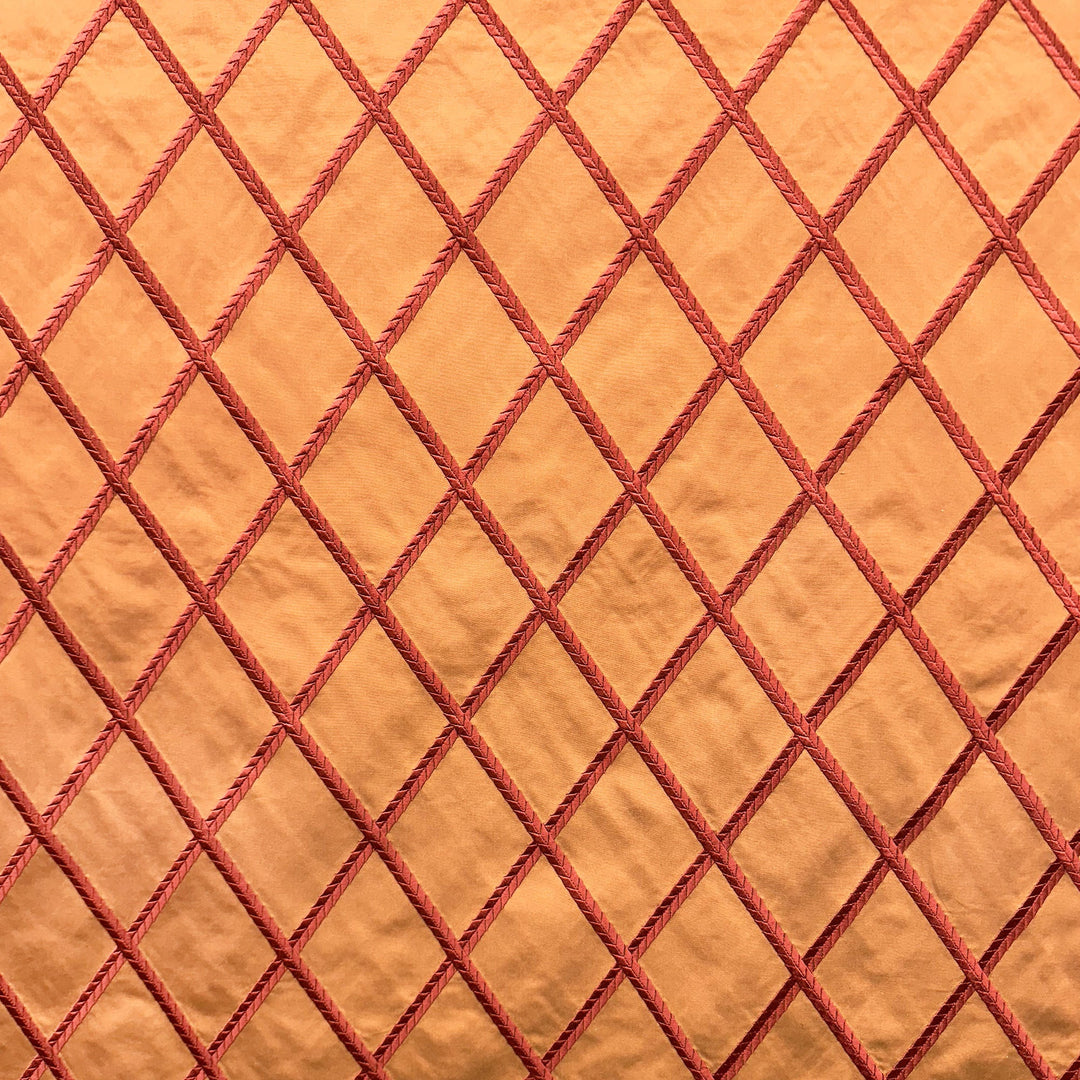 Helaria Diamond Embroidered Silk Fabric in Barnacle