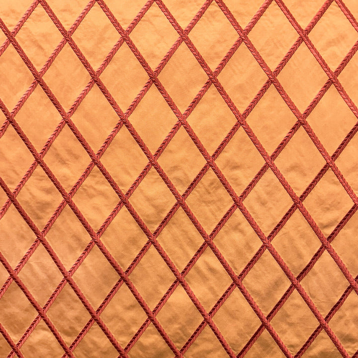Helaria Diamond Embroidered Silk Fabric in Barnacle