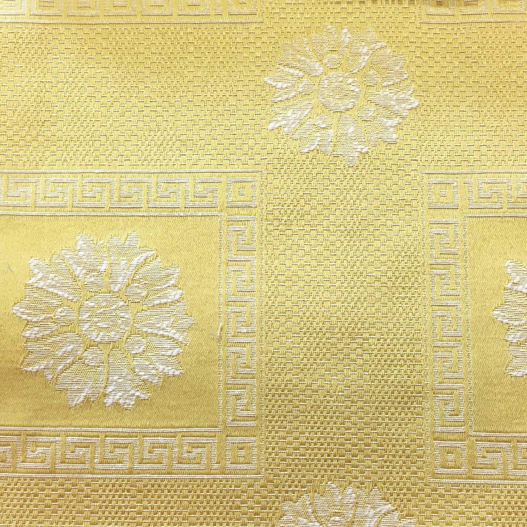 Tessuto jacquard broccato damascato classico a contrasto giallo canarino largo 110 "ROME