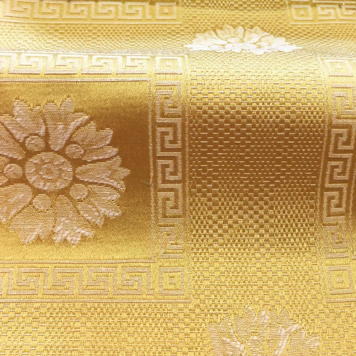 Tessuto jacquard broccato damascato classico a contrasto giallo canarino largo 110 "ROME