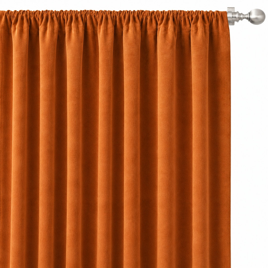 Gian Fabric in color Rust made as a drapery is a Solid Shiny Velvet Fabric that is good for Drapery & Curtain Fabric and Upholstery Fabric