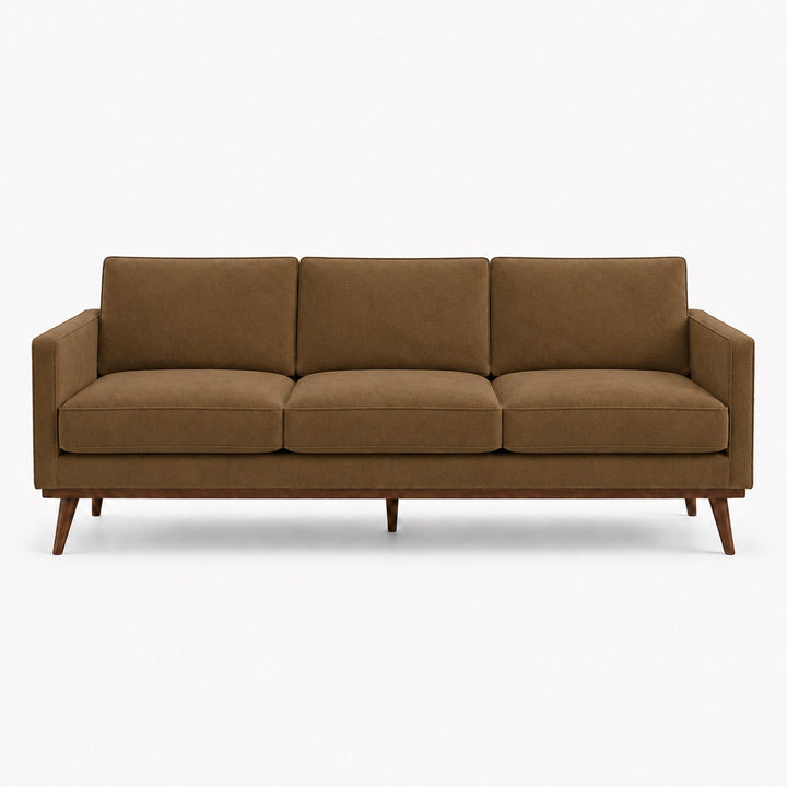Gian Fabric in color Chocolate made on a sofa is a Solid Shiny Velvet Fabric that is good for Drapery & Curtain Fabric and Upholstery Fabric