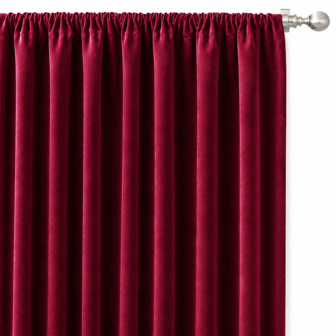 Gian Fabric in color Cranberry made as a drapery is a Solid Shiny Velvet Fabric that is good for Drapery & Curtain Fabric and Upholstery Fabric