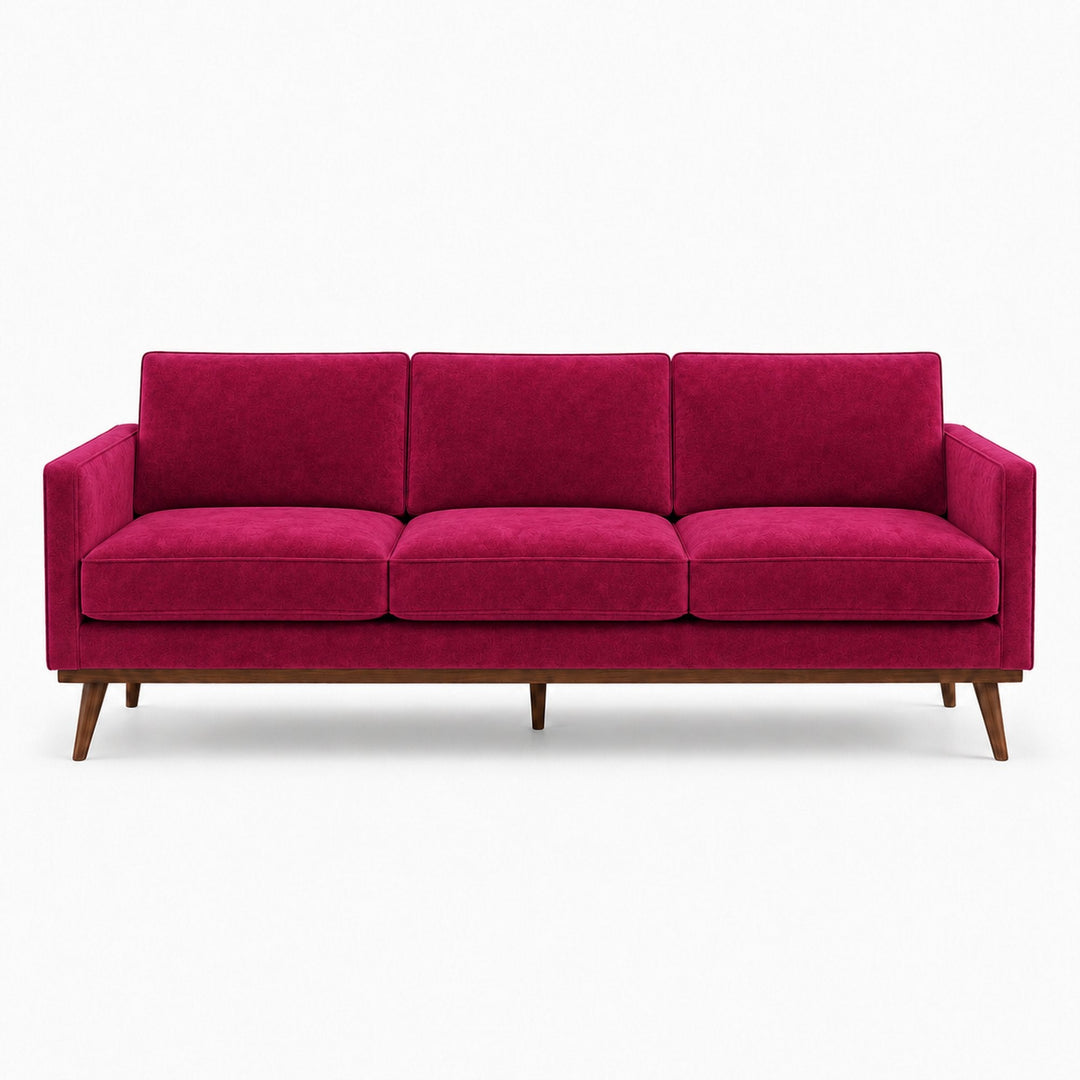 Gian Fabric in color Wine made on a sofa is a Solid Shiny Velvet Fabric that is good for Drapery & Curtain Fabric and Upholstery Fabric
